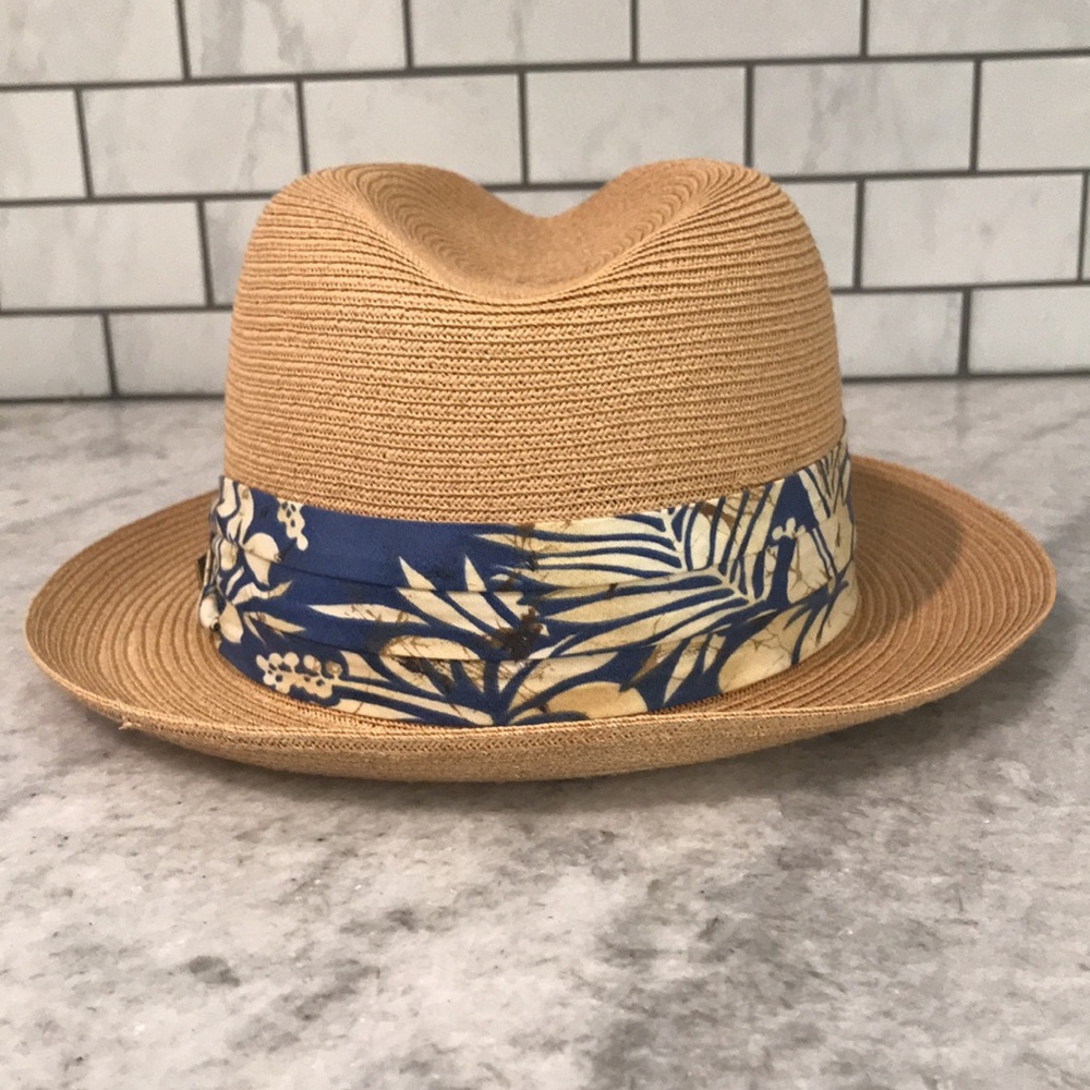 Dobbs Rosebud Straw Fedora Vintage 79 Sand Excellent size 7 1/2 - Picture 7 of 11